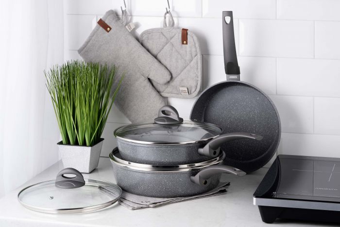 Сковорода глибока з кришкою ARDESTO Gemini Gourmet Apulia, 28см, алюміній, сірий