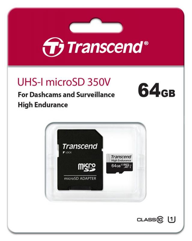 Карта пам'яті Transcend microSD   64GB C10 UHS-I U1 High Endurance (85TB)