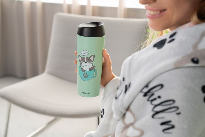 Термокухоль ARDESTO Coffee time Frenchie, 450мл, нержавіюча сталь, зелений