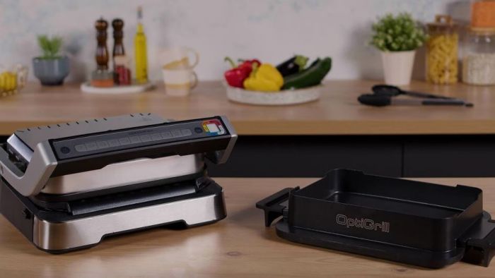 Гриль Tefal прижимний OptiGrill 4in1 Inox, 2100Вт, темп. режимів-4, з`ємні пластини, метал
