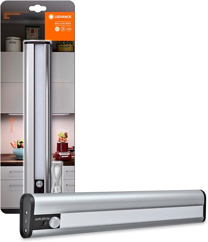 Світильник автономний LEDVANCE Linear LED Mobile USB 300, датчик руху, сріблястий