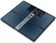 Ваги Beurer підлогові, 180кг, акумуляторні, підкл. до смартфону, сенс. керув., аналіз тіла, WiFi, USB-C, скло, темно-синій