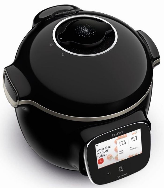 Мультиварка Tefal скороварка Cook4me Touch, 1600Вт, чаша-6л, сенсорне керування, 13 програм, управл. смартф., метал, пластик, чорний