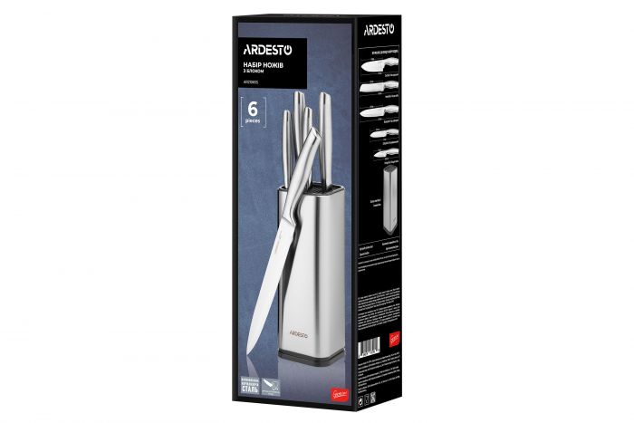 Набір ножів з блоком ARDESTO Gemini, 6 предметів, нержавіюча сталь, пластик