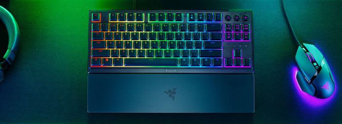 Клавіатура механічна Razer Ornata V3 TKL 84key, Mecha-Membrane Switch, USB-A, EN/UKR RGB, чорний