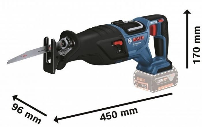 Пила шабельна акумуляторна Bosch GSA 185-LI, 18 В, пропил 230мм, хід 28мм, 3.2кг без АКБ та ЗП