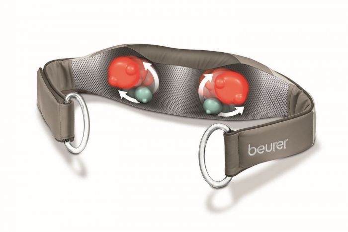 Масажний пояс Beurer для спини, плечей та шиї, від мережі, вага-1.23кг, 4 головки шиацу, бежевий