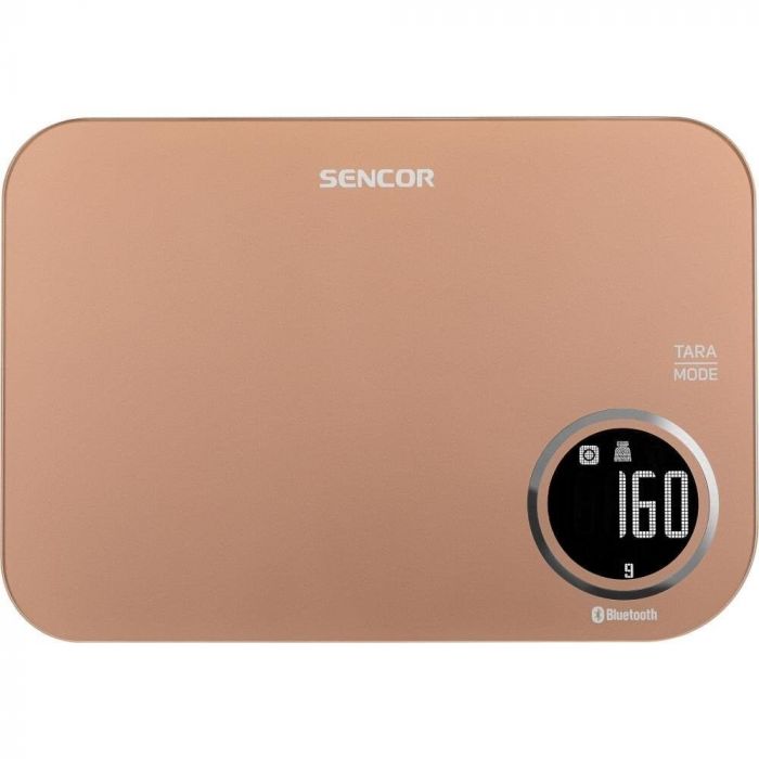 Ваги Sencor кухонні, 5кг, підкл. до смартфону, 2хААА , пластик, золотий