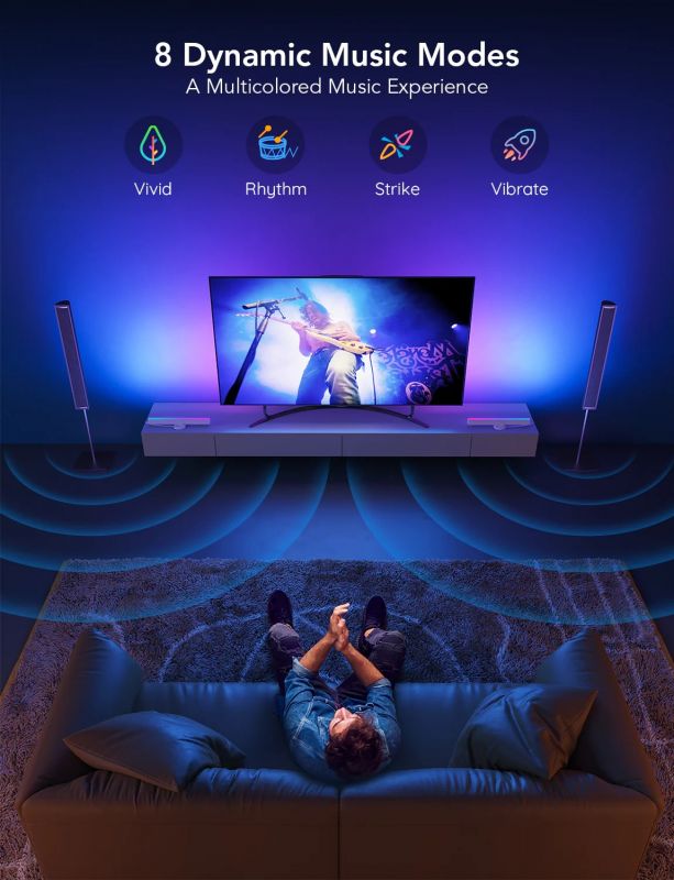 Набір підсвічування Govee H6046 Flow Plus Light Bars, RGBIC, WI-FI/Bluetooth, чорний