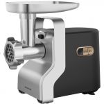 М'ясорубка Sencor, 2100Вт, продукт.-2,2кг/хв, 3 решітки + для ковб.,кеббе, 4 терки, пластик + метал, чорно-сріб.