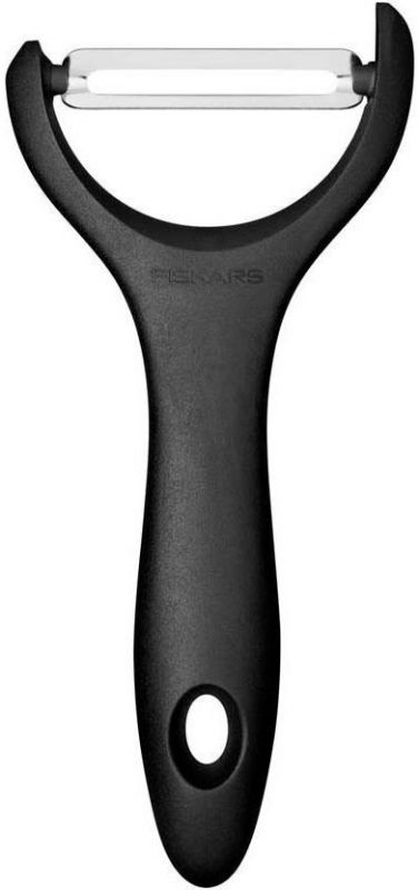 Овочечистка горизонтальна Fiskars Essential, 14.3см, нержавіюча сталь, пластик, чорний