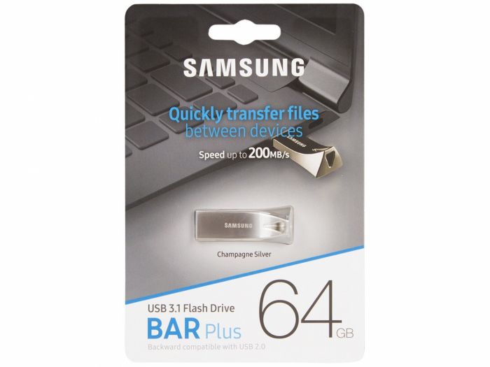 Накопичувач Samsung  64GB USB 3.1 Type-C Bar Plus  Сріблий