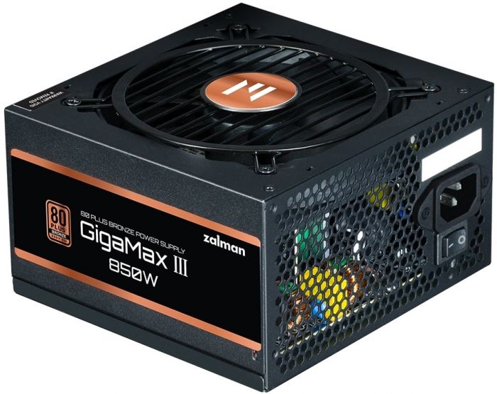 Блок живлення Zalman Gigamax 3  (850W), 88%, 80+ Bronze, 120мм, 1xMB 24pin(20+4), 2xCPU (8pin(4+4)+8pin), 3xMolex, 6xSATA, 4xPCIe 8pin(6+2), 1x12VHPWR, Semi Modular