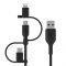 Кабель USB-A > Lightning/USB-С/microUSB заряджання/синхронізації Belkin, 1м, чорний