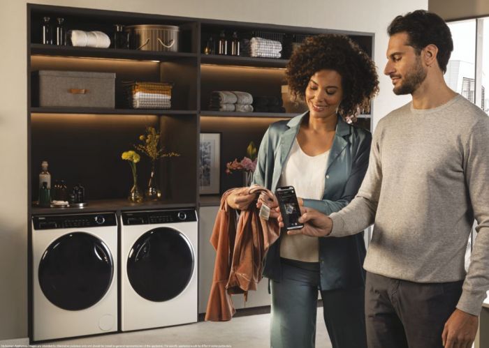 Пральна машина Haier фронтальна, 8кг, 1400, A+++, 50см, дисплей, пара, інвертор, люк чорний, прямий привід, білий