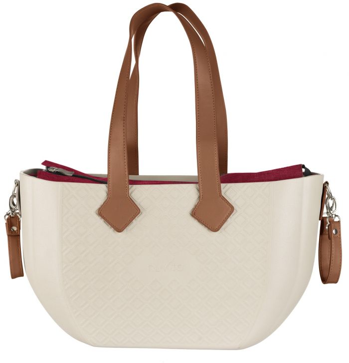 Сумка Nuvita MyMia ручки шкіра, килимок, ремені для коляски, бежево-коричневий