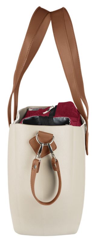 Сумка Nuvita MyMia ручки шкіра, килимок, ремені для коляски, бежево-коричневий