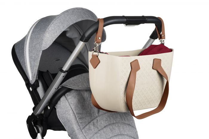 Сумка Nuvita MyMia ручки шкіра, килимок, ремені для коляски, бежево-коричневий