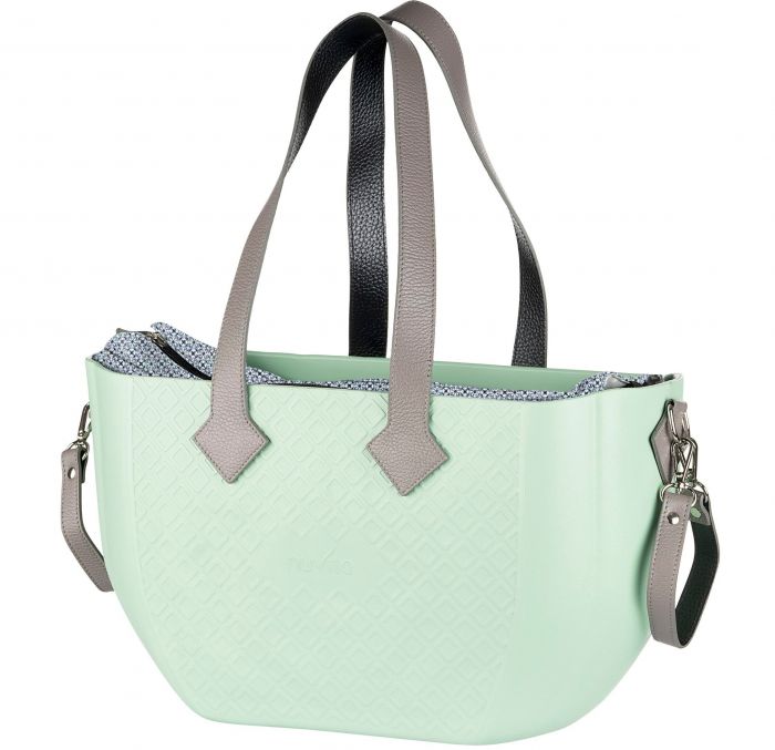 Сумка Nuvita MyMia ручки шкіра, килимок, ремені для коляски, м'ятно-сірий