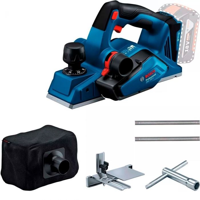 Рубанок акумуляторний Bosch GHO 185-LI, 18В, 82мм, стругання до 2.6мм, паз до 9мм, без АКБ та ЗП