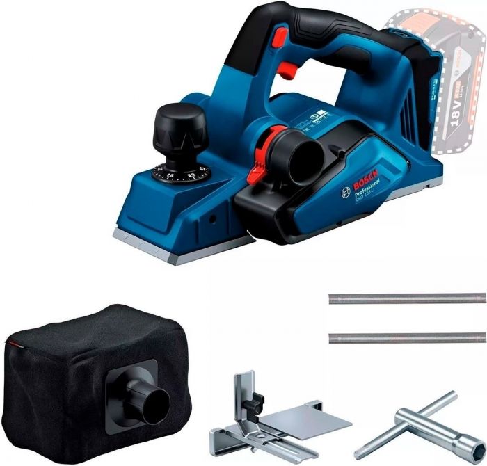 Рубанок акумуляторний Bosch GHO 185-LI, 18В, 82мм, стругання до 2.6мм, паз до 9мм, без АКБ та ЗП