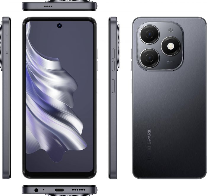 Смартфон TECNO Spark 20 (KJ5n) 6.56" 8/256ГБ, 2SIM, 5000мА•год, Gravity Black