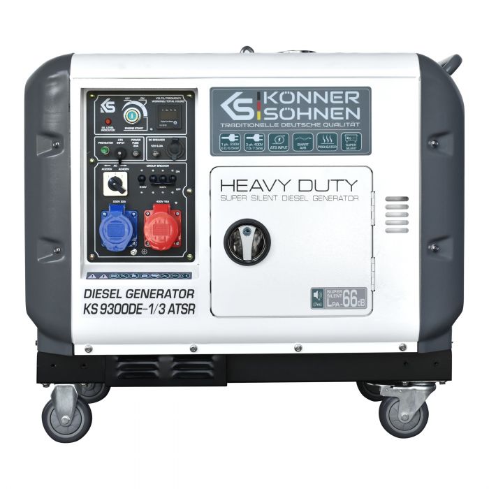 Генератор дизельний Konner&Sohnen KS 9300DE-1/3 ATSR, 230/400В, 6.5/6.0кВт, 7.5/7.0кВт, 1/3Фази, АВР(ATS), електростартер, 168кг