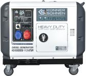 Генератор дизельний Konner&Sohnen KS 9300DE-1/3 ATSR, 230/400В, 6.5/6.0кВт, 7.5/7.0кВт, 1/3Фази, АВР(ATS), електростартер, 168кг