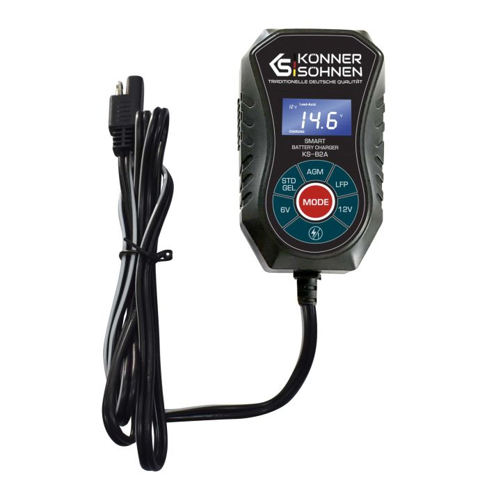 Зарядний пристрій Auto Welle KS-B2A з роз'ємом SAE, 230В, 6/12/12,8В, 2А