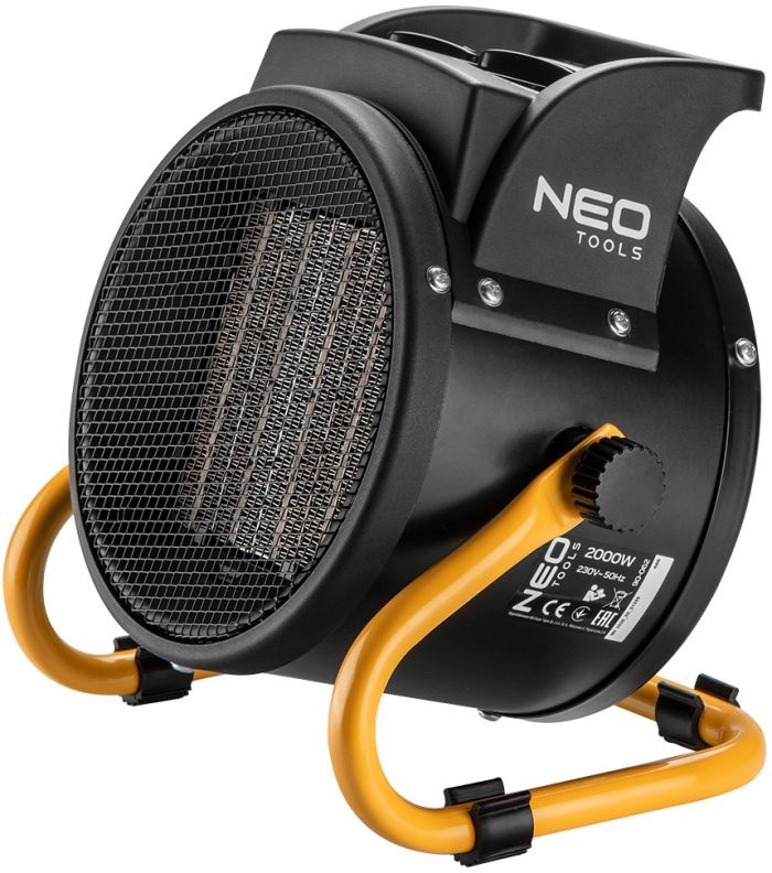 Теплова гармата електрична Neo Tools, 2кВт, 30м2, 197м3/год, керамічний нагрів. елемент (PTC), чорний, 1.55кг