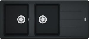 Мийка кухонна Franke Basis, фраграніт, прямокутник, з крилом, 780х500х200мм, чаша - 2, врізна, BFG 621, онікс