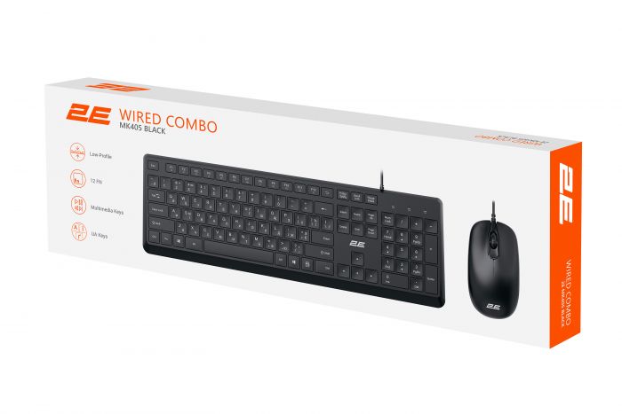 Комплект клавіатура та миша 2E MK405 USB-A, EN/UK/RU, чорний
