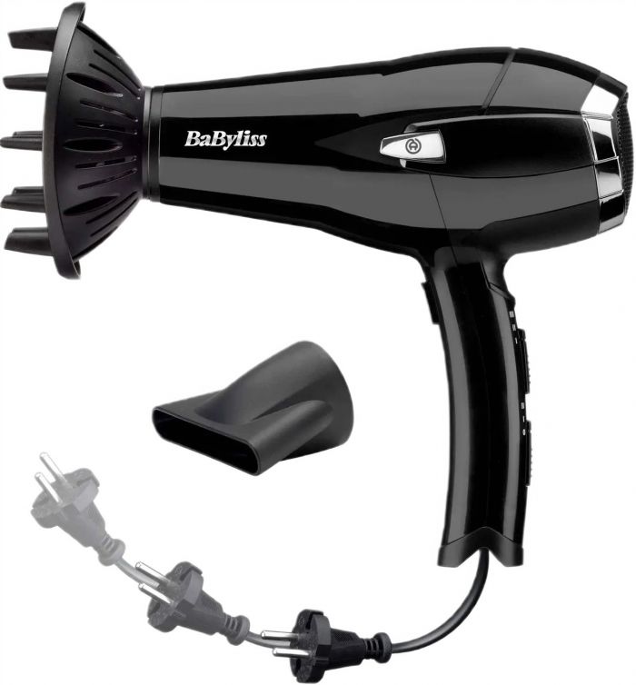Фен Babyliss, 2000Вт, 3 режими, іоніз-я, хол. обдув, змотка шнура, чорний