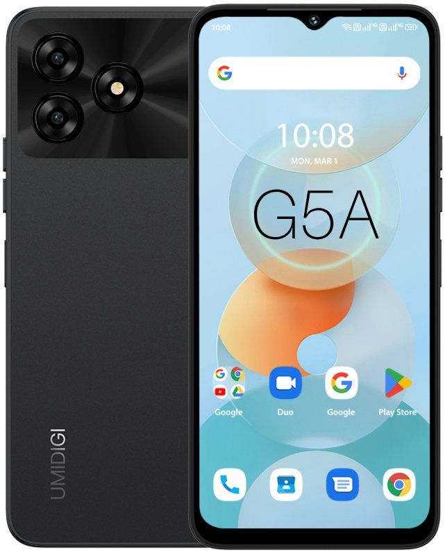 Смартфон UMIDIGI G5A (MP38) 6.52" 4/64ГБ, 2SIM, 5000мА·год, чорний