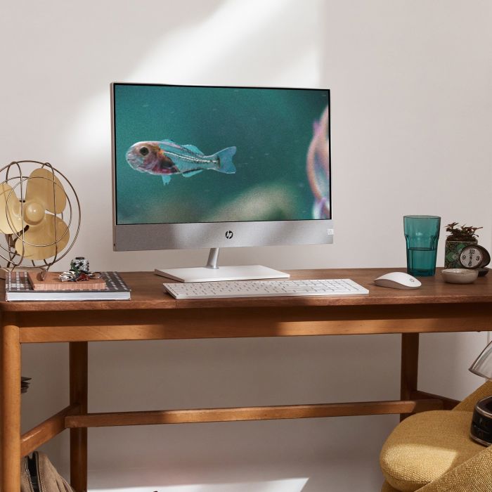 Комп'ютер персональний моноблок HP Pavilion 27" FHD IPS AG, Intel i7-13700T, 32GB, F1TB+2TB, NVD3050-4, WiFi, кл+м, DOS, білий