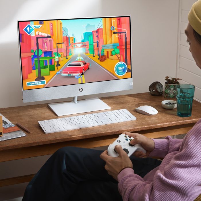 Комп'ютер персональний моноблок HP Pavilion 27" FHD IPS AG, Intel i7-13700T, 32GB, F1TB+2TB, NVD3050-4, WiFi, кл+м, DOS, білий