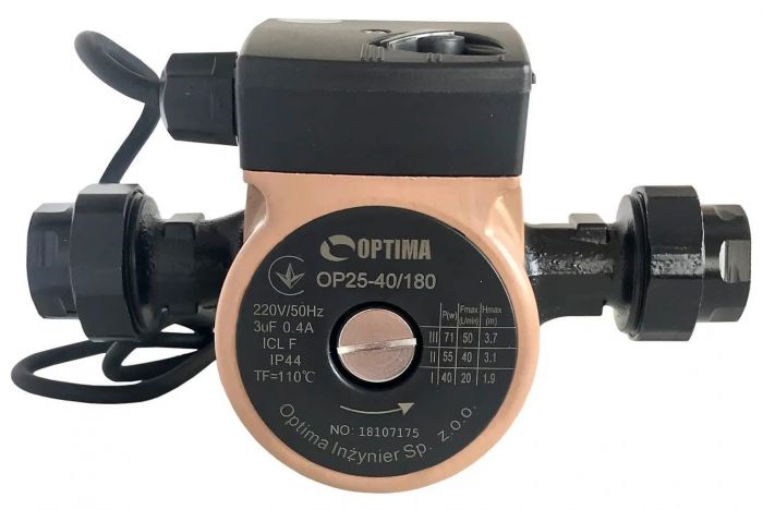 Насос циркуляційний Optima OP25-40-180, G 1 1/4", 10 бар, 180мм, 71Вт, 230В
