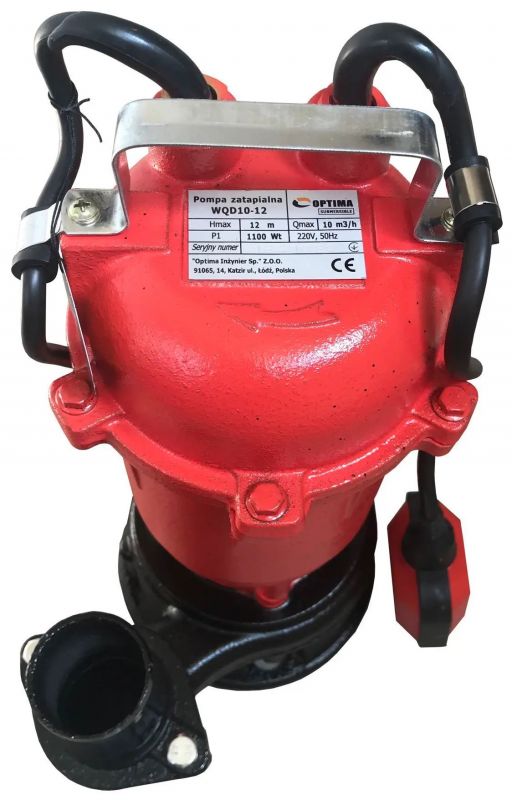Насос фекальний Optima WQD 10-12 9000л•год, висота 12м, глибина 5м, кабель 12м, 1.1кВт, 14.7кг