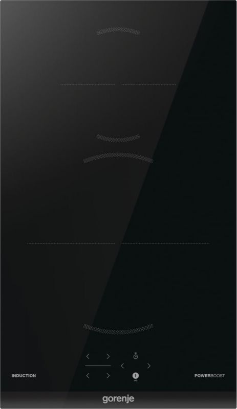 Варильна поверхня Gorenje індукційна, 30см, Доміно, PowerBoost, TouchControl, поєднання конфорок, чорний