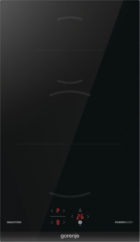 Варильна поверхня Gorenje індукційна, 30см, Доміно, PowerBoost, TouchControl, поєднання конфорок, чорний