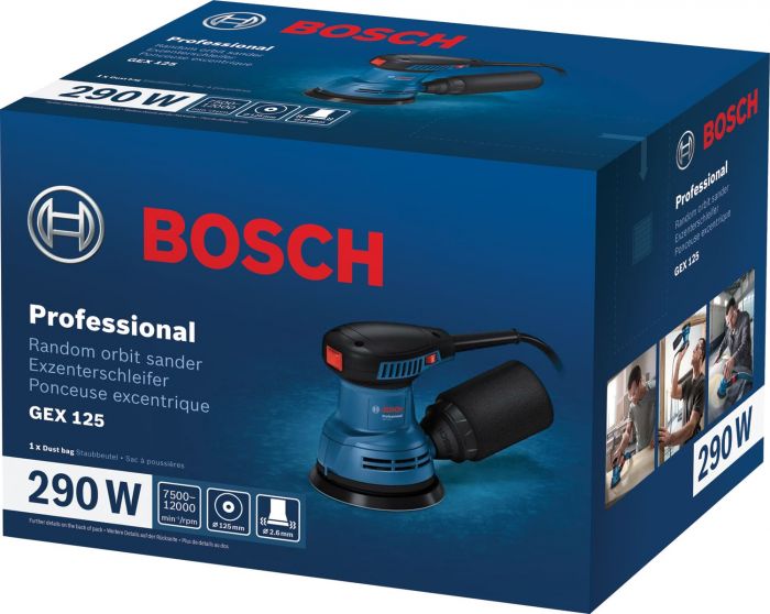 Шліфмашина ексцентрикова Bosch GEX 125-1 AE, 250Вт, 125 мм, 7500-12000 об/хв, 1.4кг