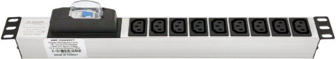 Пристрій розподілу електроживлення MIRSAN 1U, блок 9хC13, без вимикача, вилка Schuko, алюмінієвий корпус, кабель 1.8 м