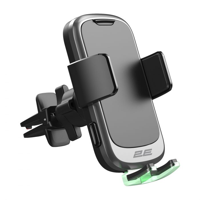 Автомобільний тримач смартфона 2Е автоматичний/бездротова зарядка, 2хUSB 60Вт