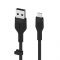Кабель USB-A > Lightning заряджання/синхронізації Belkin, 2м, силіконовий з кліпсою, чорний