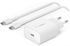 Зарядний пристрій мережевий Belkin 25Вт USB-С PD PPS, кабель USB-С > USB-C, 1м, PVC, білий