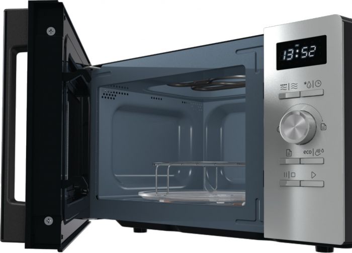 Мікрохвильова піч Gorenje, 20л, електр. керув., 800Вт, гриль, дисплей, 11 програм, нерж