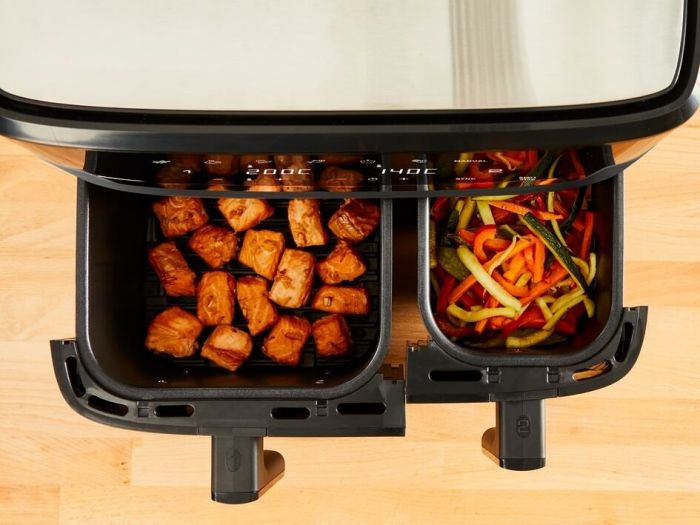 Мультипіч Tefal Dual EasyFry&Grill AirFryer, 2700Вт, чаша-5.2+3.1л, сенсорне керув., 2 чаши, гриль, пластик, чорний