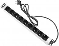 Пристрій розподілу електроживлення MIRSAN 19", 1U, блок 9хShuko, без вимикача, вилка Shuko, алюмінієвий корпус, без перемикача, кабель 1.8 м