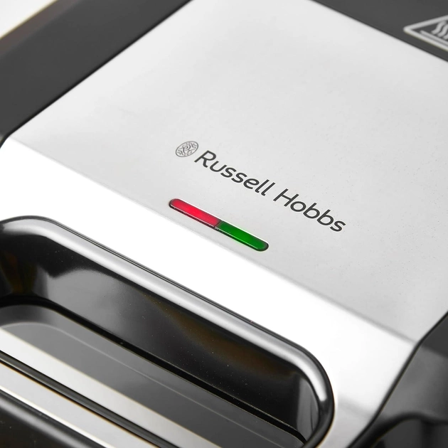 Мультимейкер Russell Hobbs, 750Вт, комплект-3 пластини, алюміній, корпус-нержав.сталь, пластик, чорний-срібний