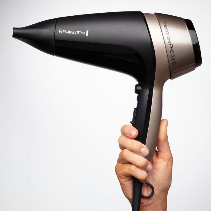 Фен Remington Thermacare Pro, 2100Вт, 3 режими, дифузор,турмалінова  іоніз-я, хол. обдув, чорно-коричневий